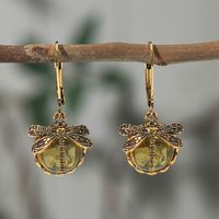 1 Pair Casual Ethnic Style Oval Dragonfly Plating Inlay Alloy Crystal Drop Earrings sku image 4