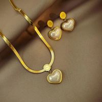 Sweet Heart Shape Titanium Steel Plating 18k Gold Plated Earrings Necklace main image 1