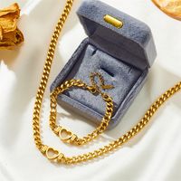 Simple Style Heart Shape Titanium Steel 18k Gold Plated Bracelets Necklace sku image 5