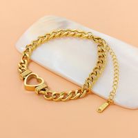 Simple Style Heart Shape Titanium Steel 18k Gold Plated Bracelets Necklace sku image 1