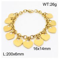 Sweet Heart Shape Chains Print Titanium Steel 18K Gold Plated Bracelets In Bulk main image 2