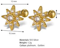 1 Paar Einfacher Stil Stern Überzug Inlay Sterling Silber Zirkon 18 Karat Vergoldet Weißgold Plattiert Ohrstecker main image 2