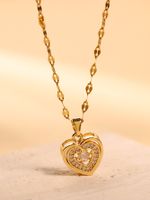 Elegant Einfacher Stil Herzform Rostfreier Stahl Überzug Zirkon 18 Karat Vergoldet Halskette Mit Anhänger sku image 1