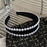 Ig Style Sweet Solid Color Flower Cloth Inlay Rhinestones Pearl Hair Band sku image 120