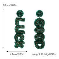 1 Pair Cute Handmade Simple Style Shamrock Letter Beaded Handmade Braid Seed Bead Drop Earrings main image 3