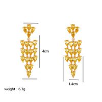 1 Par Estilo Nórdico Xuping Brillante Irregular Oval Enchapado Embutido Aleación De Cobre Piedras Preciosas Artificiales Chapado En Oro De 18 Quilates. Pendientes De Gota main image 2