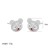 1 Pair Cute Xuping Simple Style Round Bear Plating Inlay Copper Alloy Artificial Pearls Artificial Diamond 14k Gold Plated White Gold Plated Ear Studs main image 3