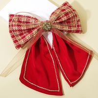 Women's Girl's Sweet Bow Knot Alloy Organza Flannel Rhinestones Hair Clip main image 4