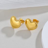 1 Pair Simple Style Heart Shape Plating 304 Stainless Steel 18K Gold Plated Ear Studs main image 1