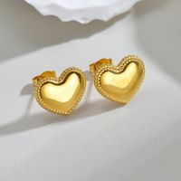 1 Pair Simple Style Heart Shape Plating 304 Stainless Steel 18K Gold Plated Ear Studs main image 3