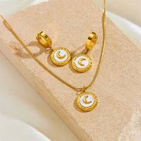 Titan Stahl 18 Karat Vergoldet Einfacher Stil Mond Acryl Ohrringe Halskette sku image 5
