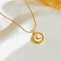 Titanium Steel 18K Gold Plated Simple Style Moon Acrylic Earrings Necklace main image 7