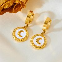 Titanium Steel 18K Gold Plated Simple Style Moon Acrylic Earrings Necklace sku image 3