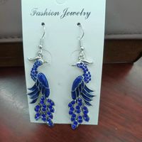 Fashion Ethnic Long Diamond Peacock Alloy Earrings sku image 2