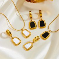 Titanium Steel 18K Gold Plated Simple Style Classic Style Plating Square Acrylic Jewelry Set main image 1