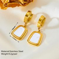 Titanium Steel 18K Gold Plated Simple Style Classic Style Plating Square Acrylic Jewelry Set main image 3