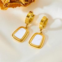 Titanium Steel 18K Gold Plated Simple Style Classic Style Plating Square Acrylic Jewelry Set sku image 3