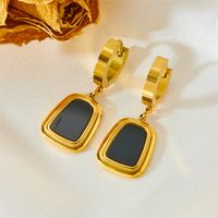 Titanium Steel 18K Gold Plated Simple Style Classic Style Plating Square Acrylic Jewelry Set sku image 4