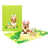 Easter Cute Rabbit Paper Festival Card 1 Piece sku image 2