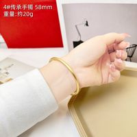 1 Piece Retro Solid Color Copper Plating Gold Plated Bangle sku image 6