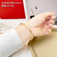 1 Piece Retro Solid Color Copper Plating Gold Plated Bangle sku image 9