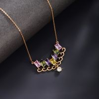 Xuping Sweet Shiny Geometric Copper Alloy Plating Artificial Gemstones 18k Gold Plated Women's Pendant Necklace main image 4