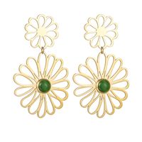 1 Pair Elegant Simple Style Flower Plating 304 Stainless Steel Glass Stone 18K Gold Plated Drop Earrings main image 6