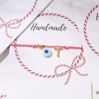 Cute Simple Style Cross Eye Cotton Copper Drawstring Braid 18k Gold Plated Unisex Drawstring Bracelets main image 1