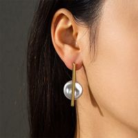 1 Pair Elegant Simple Style Geometric Plating 304 Stainless Steel Imitation Pearl 18K Gold Plated Drop Earrings main image 4