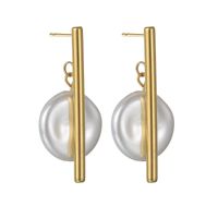 1 Pair Elegant Simple Style Geometric Plating 304 Stainless Steel Imitation Pearl 18K Gold Plated Drop Earrings main image 5