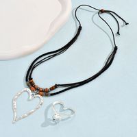 Retro Exaggerated Heart Shape Alloy Plating Silver Plated Women's Rings Necklace sku image 4