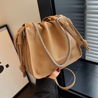Women's Pu Leather Solid Color Basic Classic Style Sewing Thread Square Magnetic Buckle Crossbody Bag sku image 1