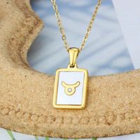 Stainless Steel Simple Style Plating Inlay Constellation Shell Pendant Necklace sku image 2