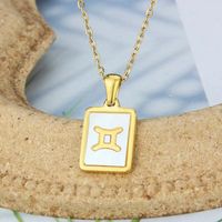 Stainless Steel Simple Style Plating Inlay Constellation Shell Pendant Necklace sku image 3