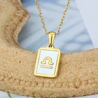 Stainless Steel Simple Style Plating Inlay Constellation Shell Pendant Necklace sku image 7