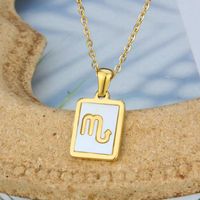 Stainless Steel Simple Style Plating Inlay Constellation Shell Pendant Necklace sku image 8