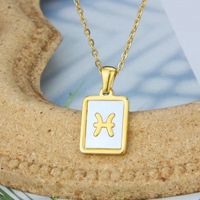 Stainless Steel Simple Style Plating Inlay Constellation Shell Pendant Necklace sku image 12