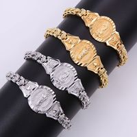 Simple Style Virgin Mary St Jude Flower Copper Plating Carving 18k Gold Plated White Gold Plated Bracelets main image 9