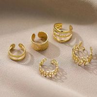 5 Pieces Casual Elegant Leaf Hollow Out Alloy Alloy 14k Gold Plated Ear Cuffs main image 4