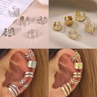 5 Pieces Casual Elegant Leaf Hollow Out Alloy Alloy 14k Gold Plated Ear Cuffs main image 1