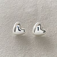 1 Pair Simple Style Heart Shape Plating Copper Ear Studs sku image 1