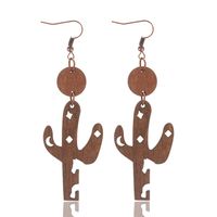 1 Pair Vintage Style Star Moon Hollow Out Wood Drop Earrings main image 4