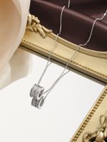Elegant Shiny Geometric Copper Inlay Zircon 18k Gold Plated Silver Plated Pendant Necklace main image 6