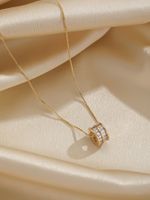 Elegant Shiny Geometric Copper Inlay Zircon 18k Gold Plated Silver Plated Pendant Necklace main image 8