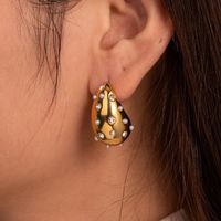 1 Pair Vintage Style Simple Style C Shape Water Droplets Bow Knot Plating Inlay Stainless Steel Pearl Zircon 18k Gold Plated Ear Studs main image 8