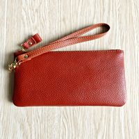 Women's Solid Color Leather Zipper Wallets sku image 1