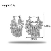 1 Pair Simple Style Geometric Irregular Pleated Stainless Steel Hoop Earrings sku image 2