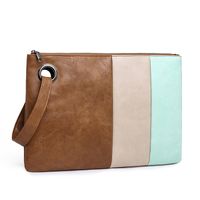 Women's Pu Leather Color Block Vintage Style Square Zipper Handbag main image 2