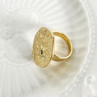 304 Stainless Steel 14K Gold Plated Simple Style Polishing Ruched Inlay Irregular Geometric Zircon Open Rings main image 4