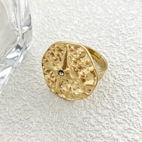 304 Stainless Steel 14K Gold Plated Simple Style Polishing Ruched Inlay Irregular Geometric Zircon Open Rings main image 3